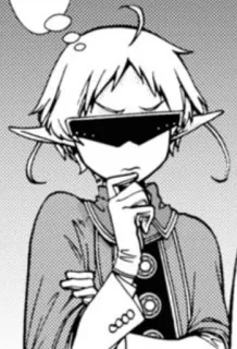 😎 Anime, Manga, Elf, Brille, Denken, Charakter, Illustration telegram sticker