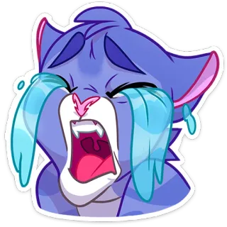 😭 piangere, gatto, triste, lacrime, emozione, cartone animato telegram sticker