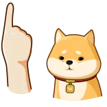 😞 狗, 柴犬, 手指, 手, 动物 telegram sticker