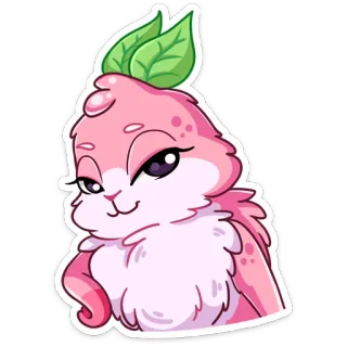 😒 autocollant, mignon, rose, animal, dessin animé, poilu, kawaii telegram sticker