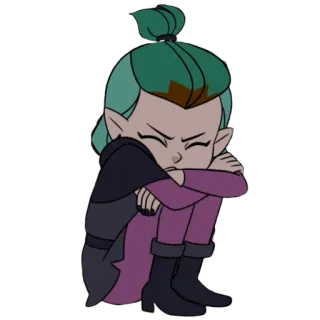 🥺 Amity Blight The Owl House อมิตี้ ไบลท์, บ้านนกฮูก, การ์ตูน, แม่มด, เศร้า, นั่ง telegram sticker