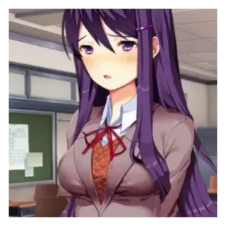😦 Yuri Doki Doki Literature Club! Anime, Spiel, Charakter, Porträt, Schuluniform telegram sticker