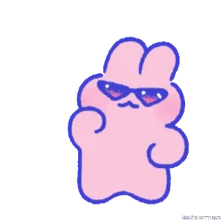 🥰 coniglio, occhiali da sole, cartone animato, rosa, animale telegram sticker