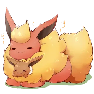 🦁 Eevee Pokemon flareon, mignon, pokemon, jeu vidéo, évolution d'évoli telegram sticker
