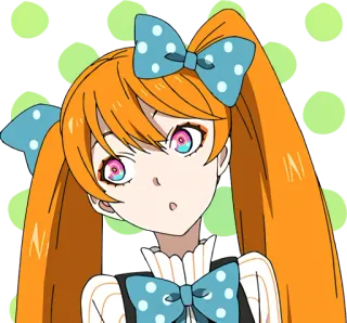 😗 animé, dessin animé, fille, personnage, illustration, cheveux orange telegram sticker