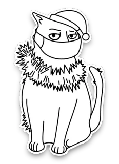 😐 gato, máscara, navidad, gorro de santa, animal, pegatina telegram sticker