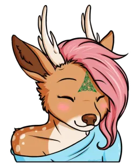 ☺️ Cervo, Nodo celtico, Corna, Capelli rosa, Furry, Animale, Foresta, Adesivo whatsapp sticker