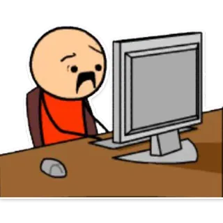 😕 traurig, Computer, Cartoon, Internet, Meme, besorgt, Cyanid und Glück telegram sticker