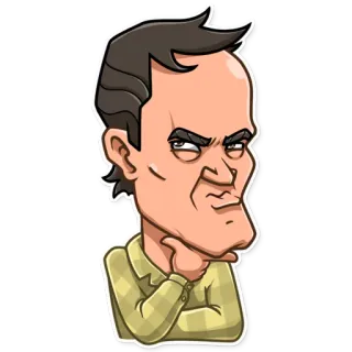 🤔 Kreskówka, Mężczyzna, Myślenie, Portret, Poważny telegram sticker