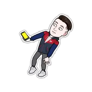 😨 cartone animato, uomo, selfie, cellulare, avatar, snapchat, arte digitale telegram sticker