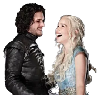 😂 Jon Snow, Daenerys Targaryen Game of Thrones Jon Snow, Daenerys Targaryen, Gra o Tron, HBO, Fantasy, Postacie, Uśmiechnięty telegram sticker