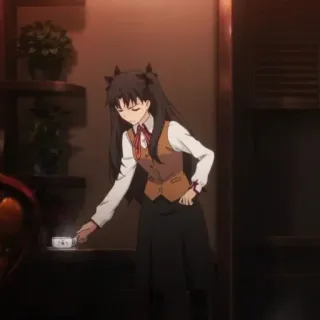 ☕ Rin Tohsaka Fate/stay night Anime, Cartone animato, Personaggio, Femmina, Rin Tohsaka, Fate/stay night telegram sticker
