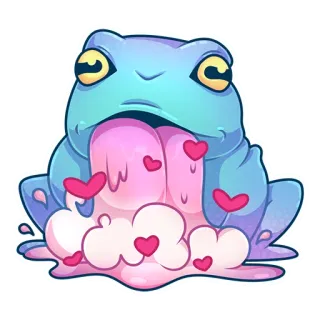 😍 żaba, serca, kreskówka, miłość, słodki, zwierzę telegram sticker