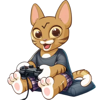 🎮 gato, gamer, control, animal, cuadros, lindo, gaming telegram sticker