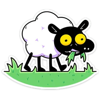 🐏 schaap, dier, cartoon, gras, sticker whatsapp sticker