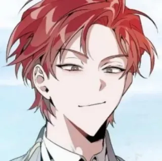 🥢 Anime, Dibujos animados, Personaje, Hombre, Pelo rojo, Sonrisa telegram sticker
