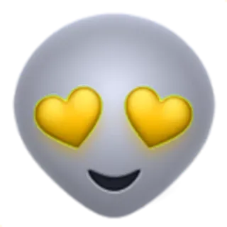 😍 emoji, alien, love, heart eyes, grey whatsapp sticker