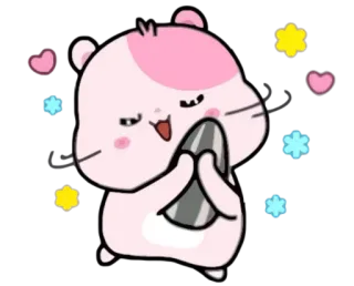 😌 hamster, imut, kawaii, binatang, kartun, bahagia, biji telegram sticker