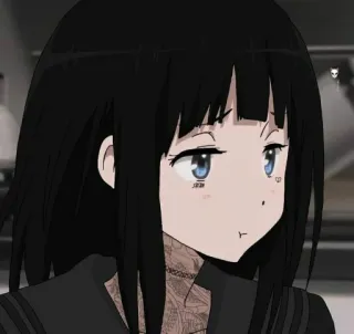 🖤 аниме, девушка, тату, мультфильм, черные волосы, персонаж telegram sticker