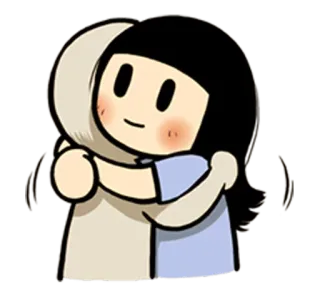 😚 hug, friendship, cute, cartoon, affection, emotions telegram sticker
