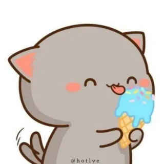 🍦 @hotlve cat, ice cream, cute, kawaii, dessert, animal telegram sticker