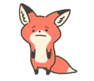 😔 狐狸, 动物, 可爱, 卡通, 悲伤, 绘画 telegram sticker