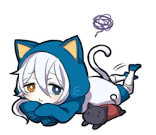 😞 mèo, anime, chibi, dễ thương, manga, nhãn dán, buồn telegram sticker