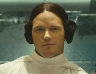 😏 Leia Organa Star Wars Star Wars, Princesa Leia, Chris Pratt, Paródia, Mashup, Cosplay, Ficção científica, Filme telegram sticker