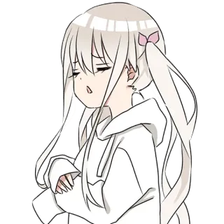 😤 anime, gadis, imut, kawaii, manga, rambut putih, cemberut telegram sticker