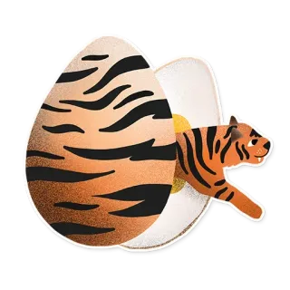 🐅 เสือ, ไข่, สัตว์, ฟักไข่, สัตว์ป่า, ลูกเสือ telegram sticker