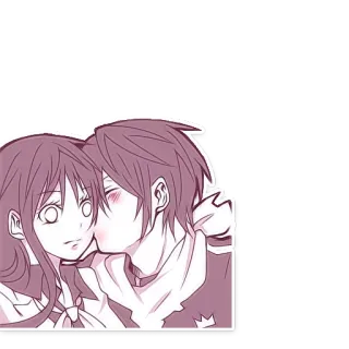 😘 kiss, couple, anime, love, romance, illustration whatsapp sticker