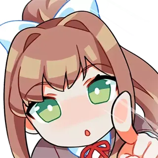 😲 Monika Doki Doki Literature Club! monika, doki doki literature club, anime, cartoni animati, adesivo, che indica telegram sticker