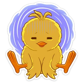 😓 kurczak, ptak, żółty, kreskówka, naklejka, postarzany, słodki telegram sticker