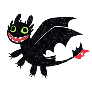 😁 Toothless How to Train Your Dragon dragón, dibujos animados, animación, Chimuelo, Cómo entrenar a tu dragón telegram sticker