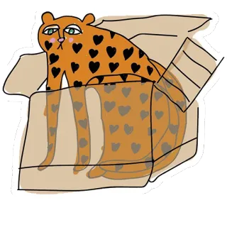 😐 kucing, kotak, hewan, hati, stiker, lucu, ilustrasi telegram sticker