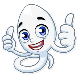 👍 Cartoon, Daumen hoch, Maskottchen, Positiv, Sperma telegram sticker