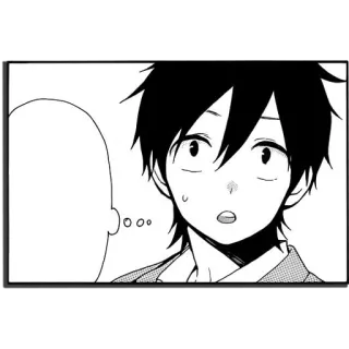 😮 Anime, Manga, Choqué, Personnage, Bulle de dialogue, Noir et blanc telegram sticker