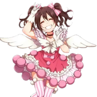 😇 애니메이션, 소녀, 귀여운, 날개, 아이돌, 분홍색, 드레스 telegram sticker