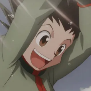 🌿 Gon Freecss Hunter x Hunter Anime, Garçon, Dessin animé, Sourire, Heureux telegram sticker