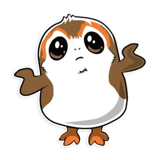 🤷‍♀️ Porg Star Wars 波格鸟, 星球大战, 可爱, 鸟, 动物, 卡通 whatsapp sticker