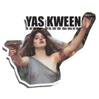 🙆‍♂️ YAS KWEEN яс королева, женщина, праздник, ура, интернет сленг telegram sticker
