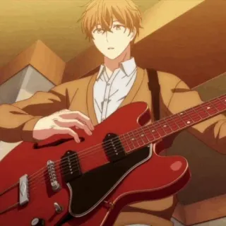 🎸 anime, guitar, music, boy, cartoon, character telegram sticker