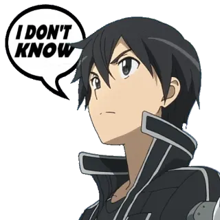 👐 Kirito Sword Art Online I DON'T KNOW anime, kirito, i don't know, sword art online, question, confused, manga, character telegram sticker
