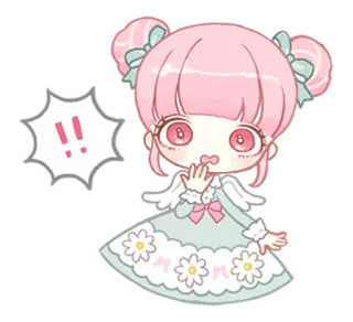 ‼ !! 动漫, 卡通, 女孩, 可爱, 可爱, 感叹号 telegram sticker