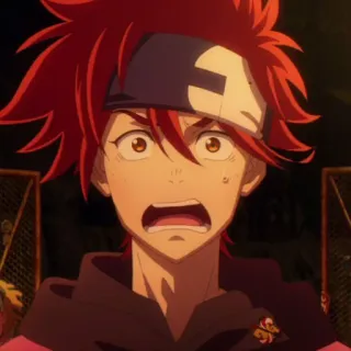 🥢 Anime, geschockt, rote Haare, Gesichtsausdruck, Cartoon telegram sticker