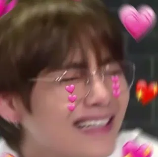 😭 V V, BTS, Kim Taehyung, K-pop, hearts, idol telegram sticker