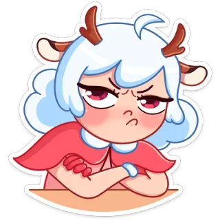 😠 олень, аниме, девушка, мультфильм, милый, злой, стикер whatsapp sticker