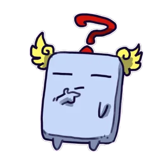 🤔 personagem, desenho animado, ponto de interrogação, asas, gesto obsceno telegram sticker