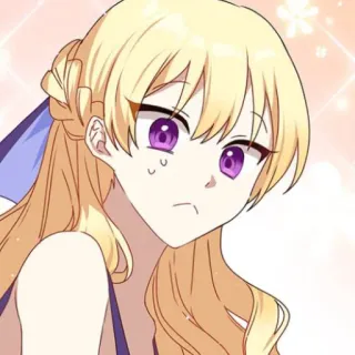 🥡 Anime, Desenho animado, Loira, Garota, Olhos roxos, Bonito, Mangá, Personagem telegram sticker