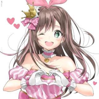 👗 Anime, Garota, Fofa, Princesa, Kawaii, Piscadela, Coração telegram sticker